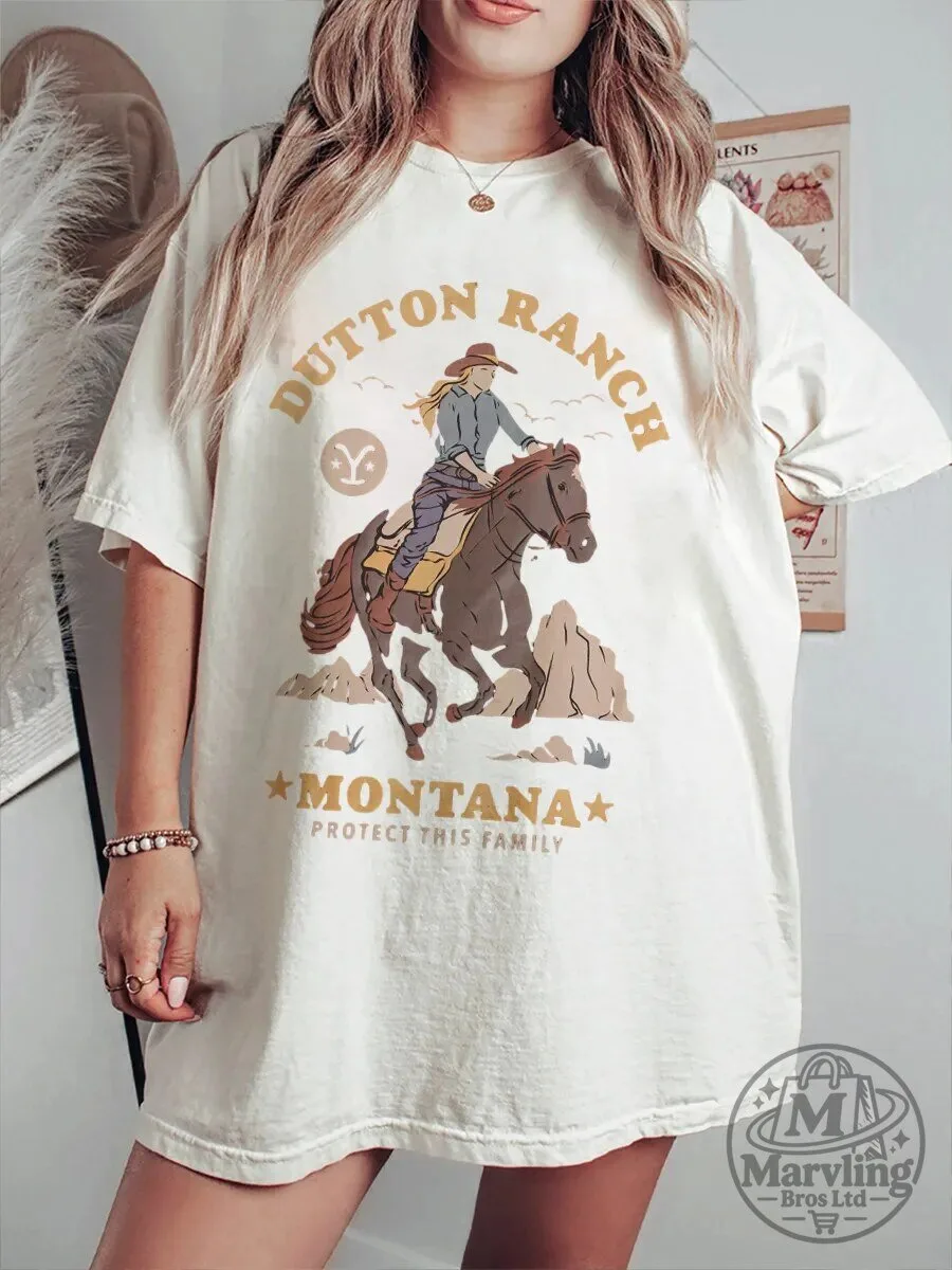 Dutton Ranch Montana Protect This Family Western Cowboy T-Shirt