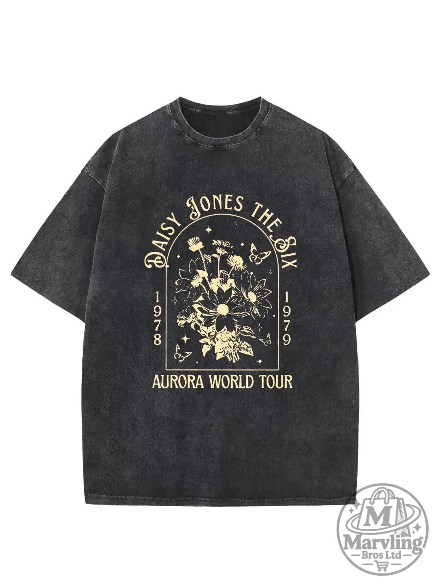 Daisy Jones The Six Aurora World Tour Vintage Washed Black T-Shirt