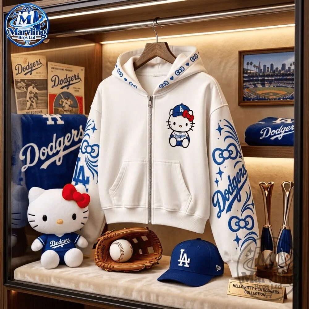 Hello Kitty & Dodgers非売品 限定コラボパーカー M Hello Kitty x Los Angeles Dodgers Special Edition Zip-Up Hoodie